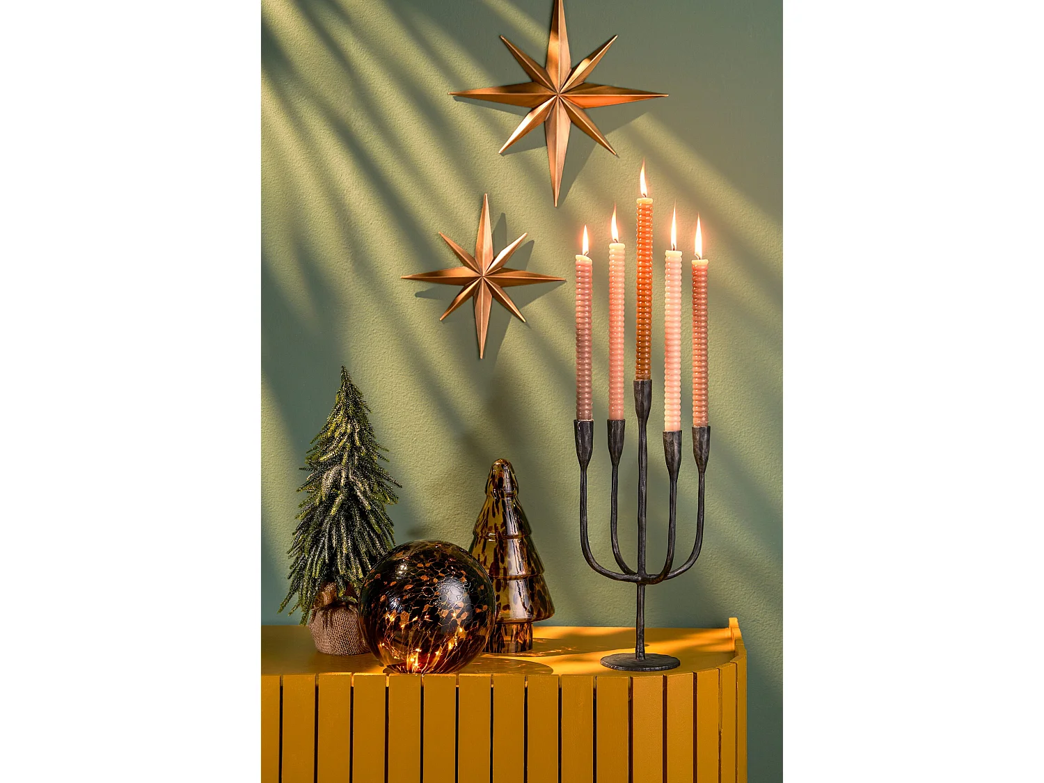 Kandelaar van aluminium - 43 x 22 - Zwart - STRETTO