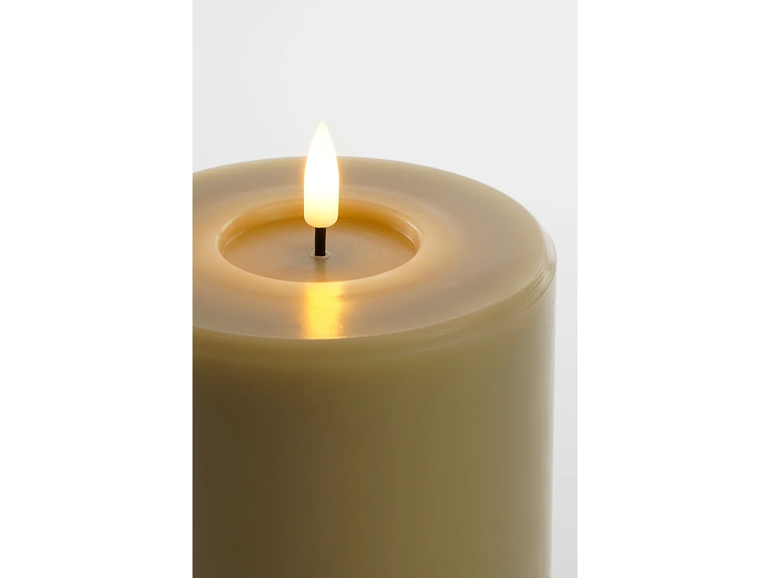 Bougie LED en cire - 15 x 10 - Blanc chaud, Taupe -