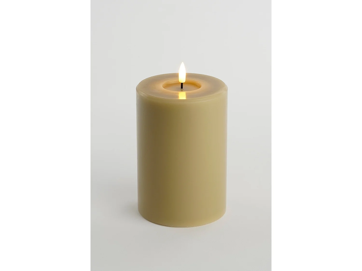 Bougie LED en cire - 15 x 10 - Blanc chaud, Taupe -