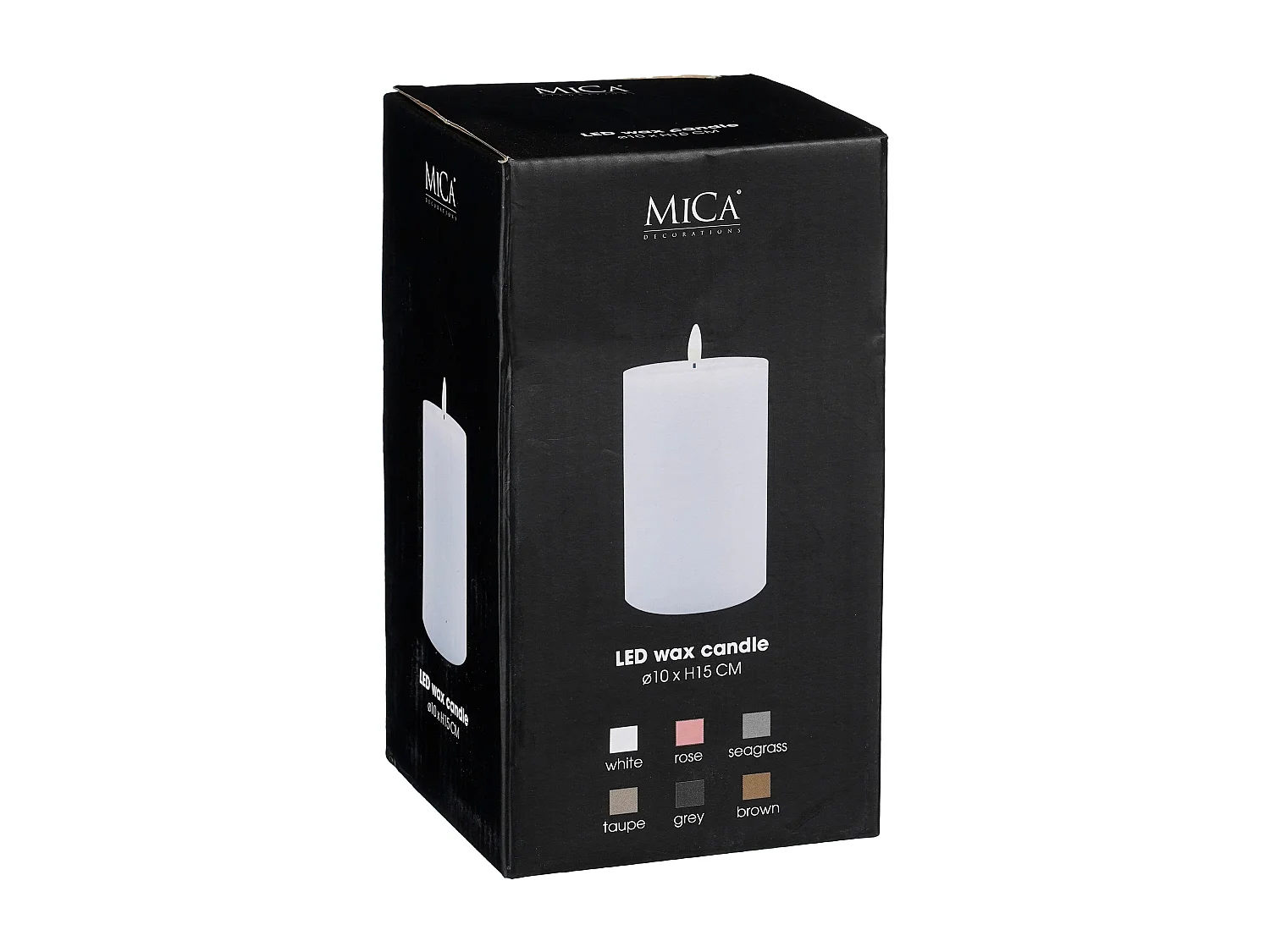 Bougie LED en cire - 15 x 10 - Blanc chaud, Taupe -