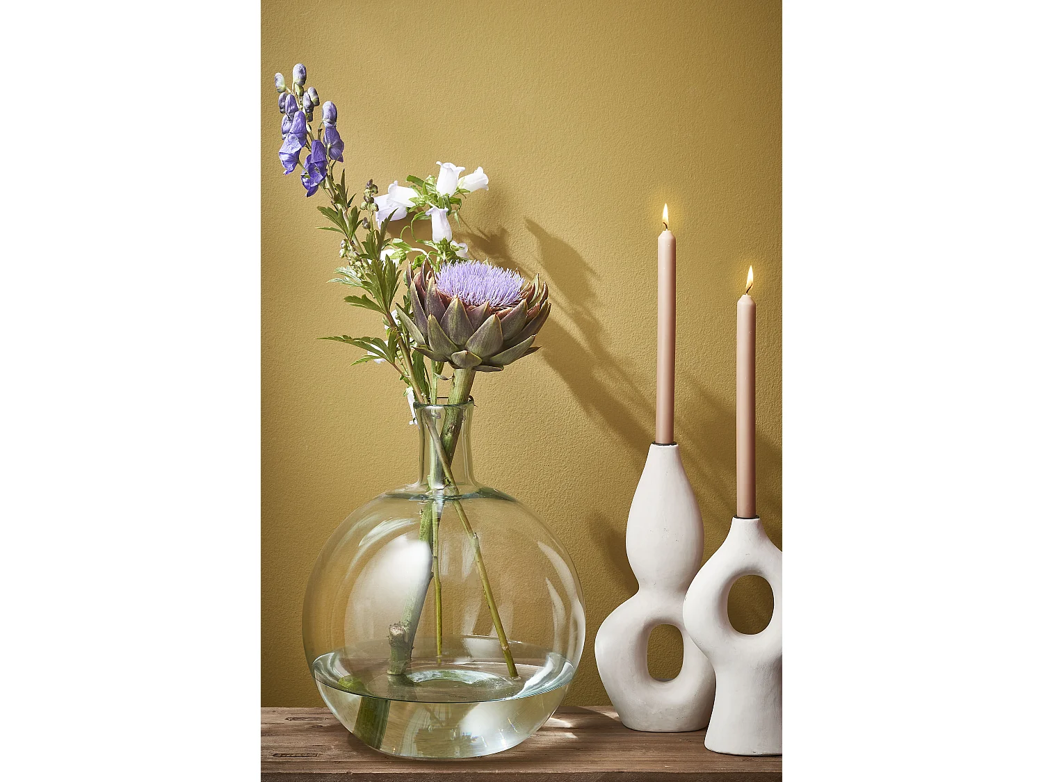 Kerzenhalter aus Keramik - 16,5 x 8 x 35 - Weiß - DAGO