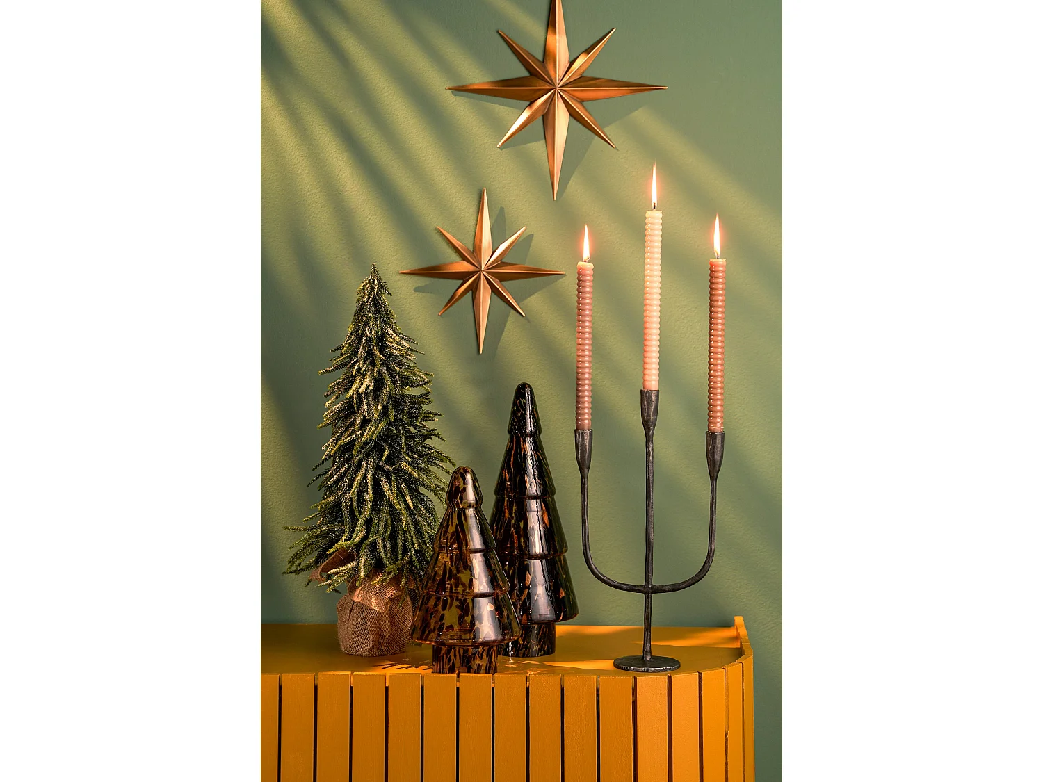 Kandelaar van aluminium - 21 x 9.5 x 40.5 - Zwart - STRETTO