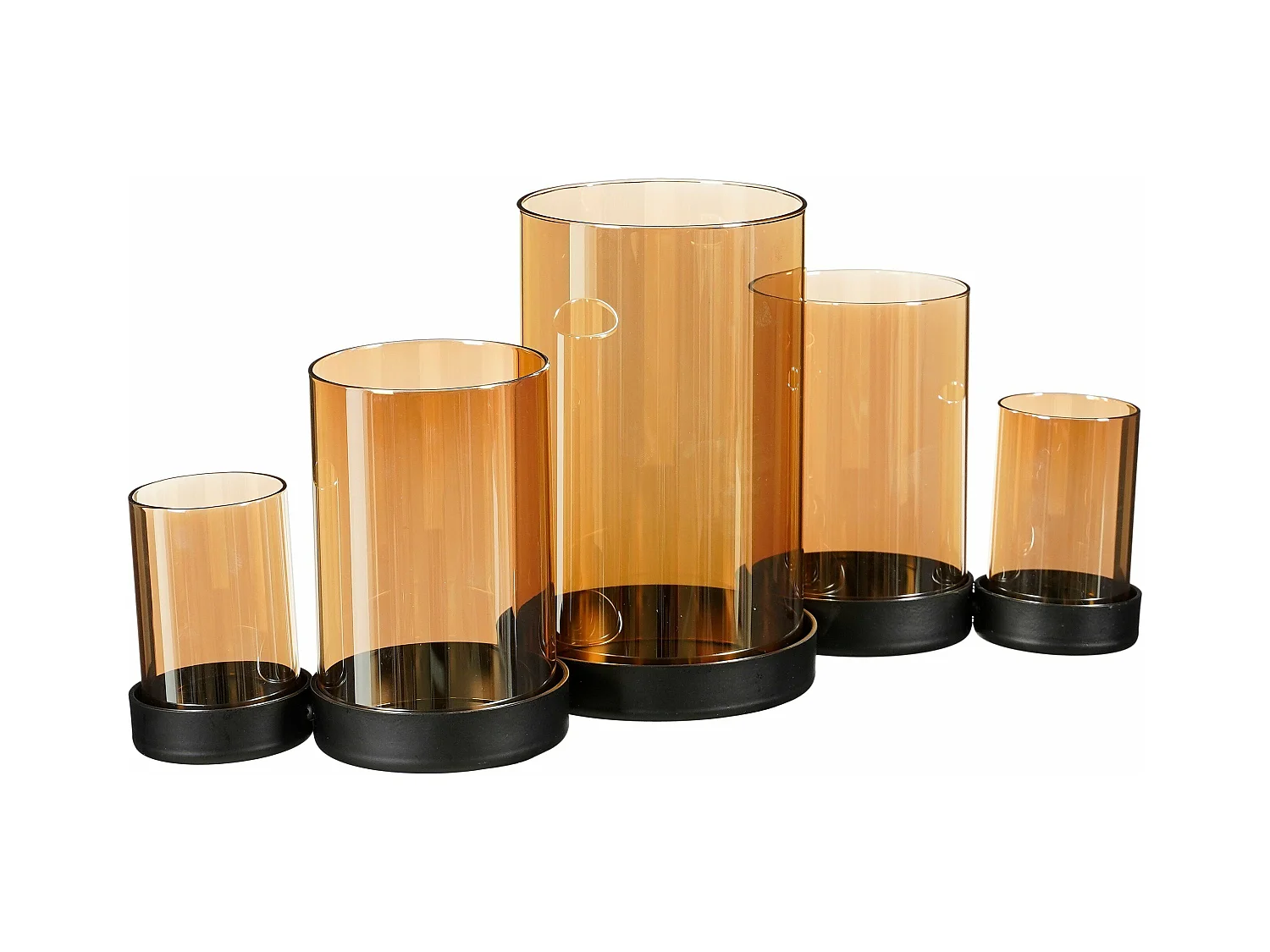 Kandelaar van metaal en glas - 36 x 11.5 x 17.5 - Goud - KRATOS