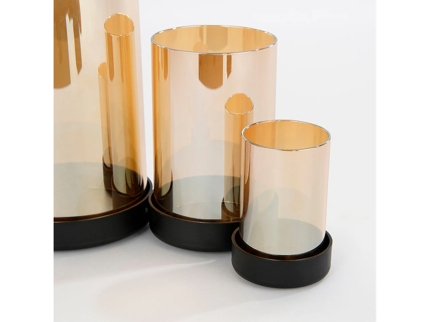 Kandelaar van metaal en glas - 36 x 11.5 x 17.5 - Goud - KRATOS