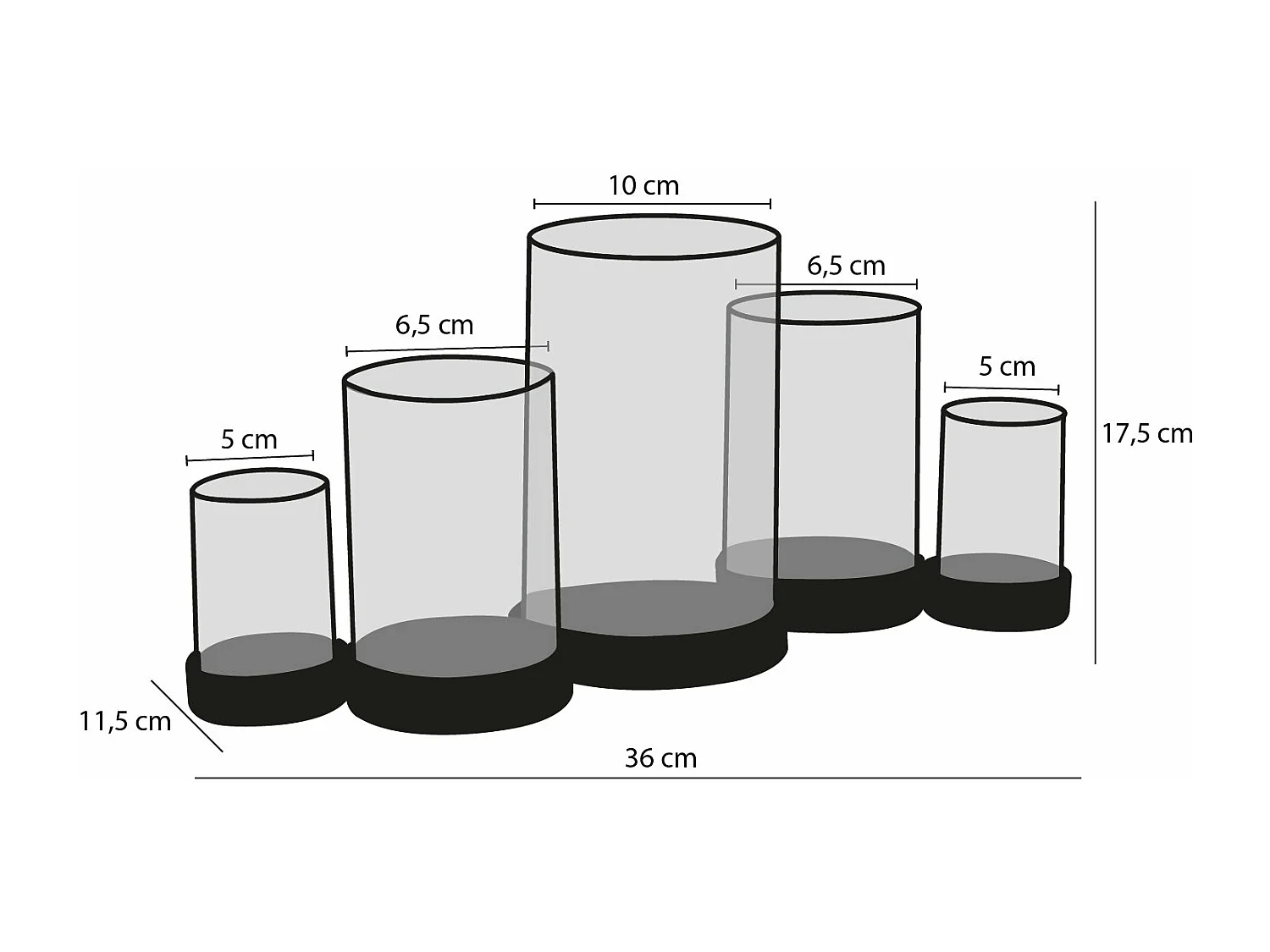 Kandelaar van metaal en glas - 36 x 11.5 x 17.5 - Goud - KRATOS