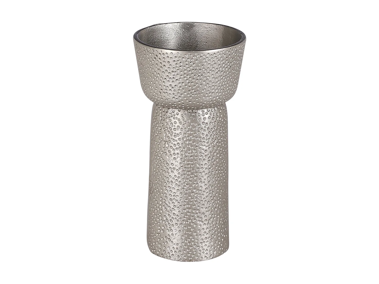 Kandelaar van aluminium - ⌀10,5 x 21,5 - Zilver, antiek - DAKAR