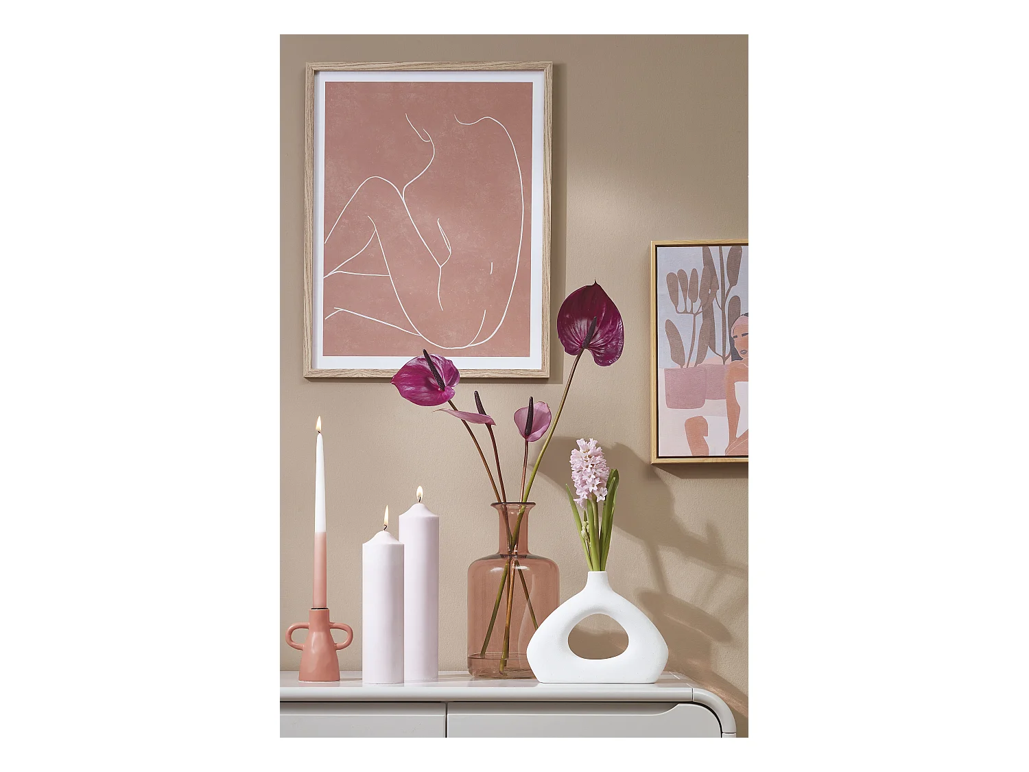 Stompkaars van stearine - Ø7 x 30 - Roze -