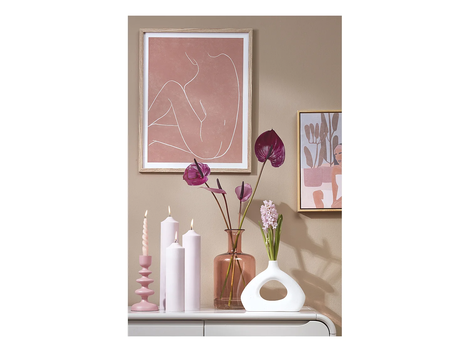 Stompkaars van stearine - Ø7 x 30 - Roze -