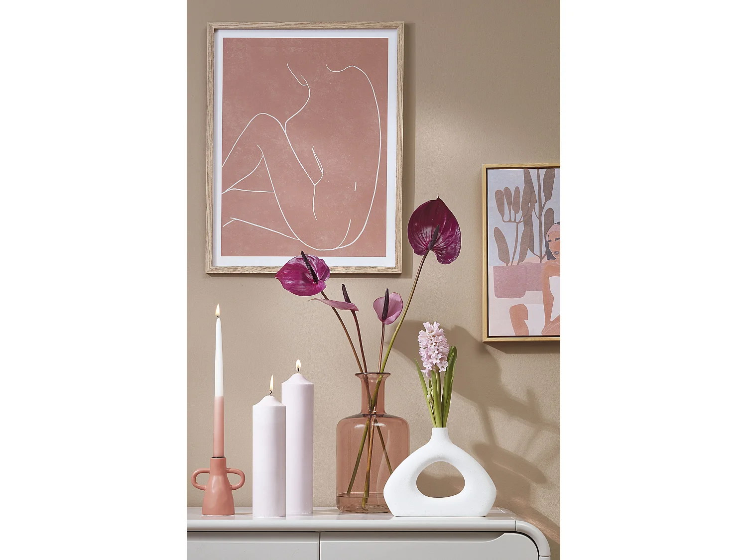 Stompkaars van stearine - Ø7 x 30 - Roze -