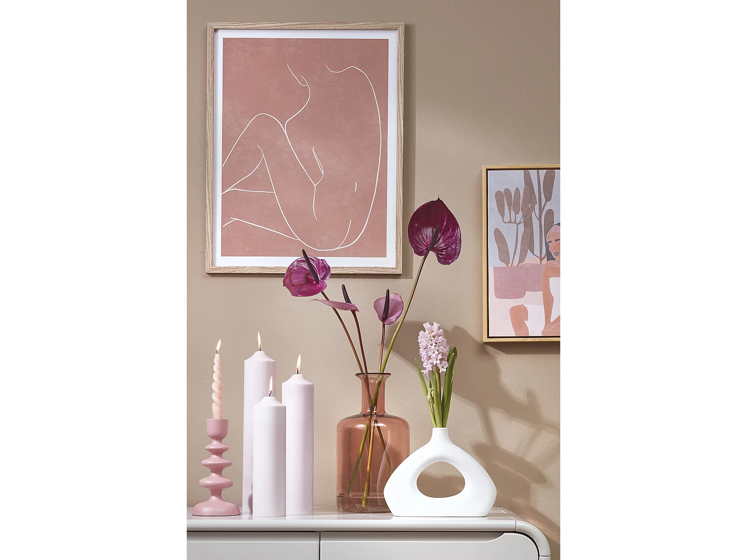 Stompkaars van stearine - Ø7 x 30 - Roze -