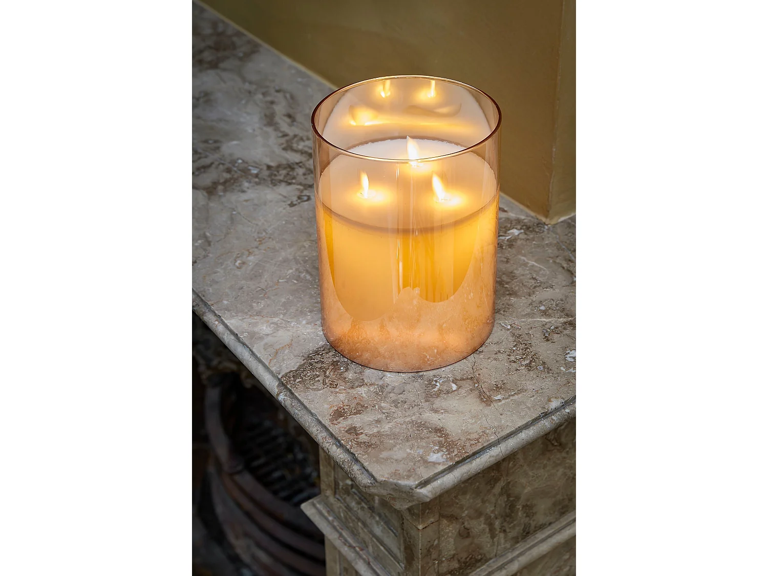 LED Kerze aus Glas und Wachs - 20 x 15 - Gold -