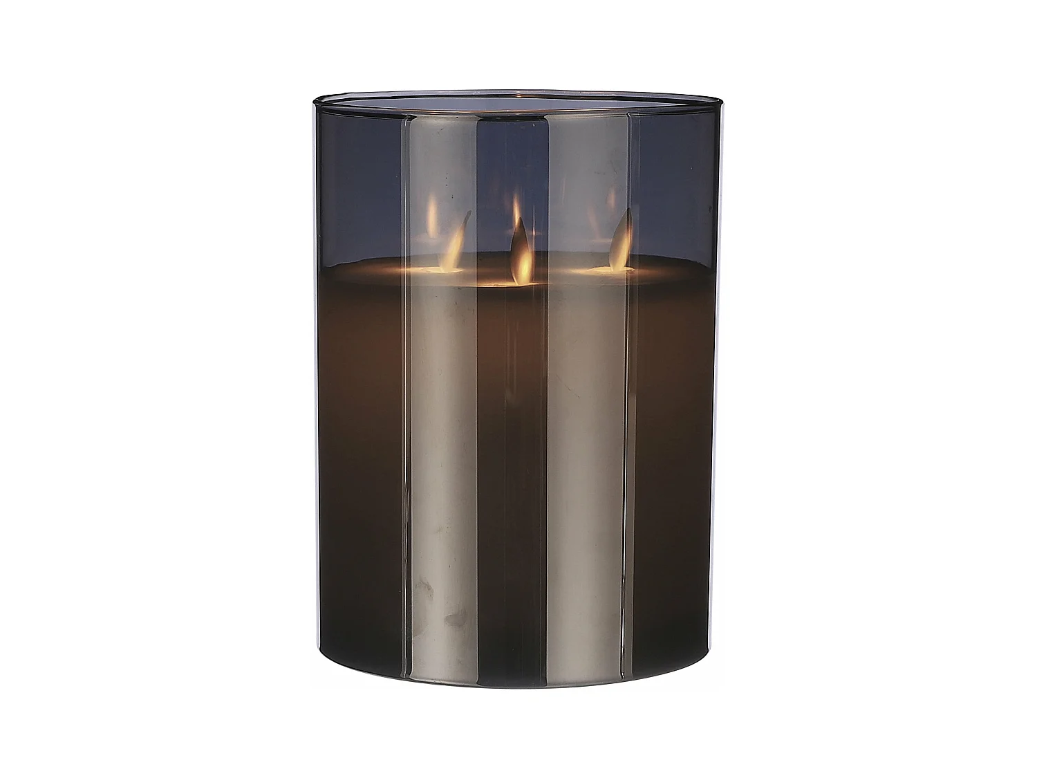 Bougie LED en verre et cire - 20 x 15 - Gris -