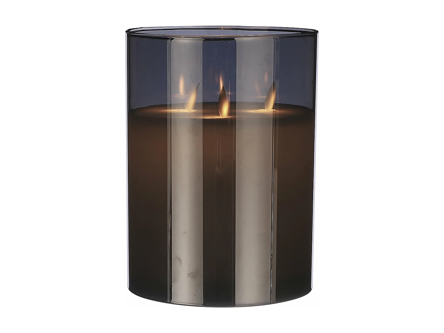 LED kaars van glas en wax - 20 x 15 - Grijs -