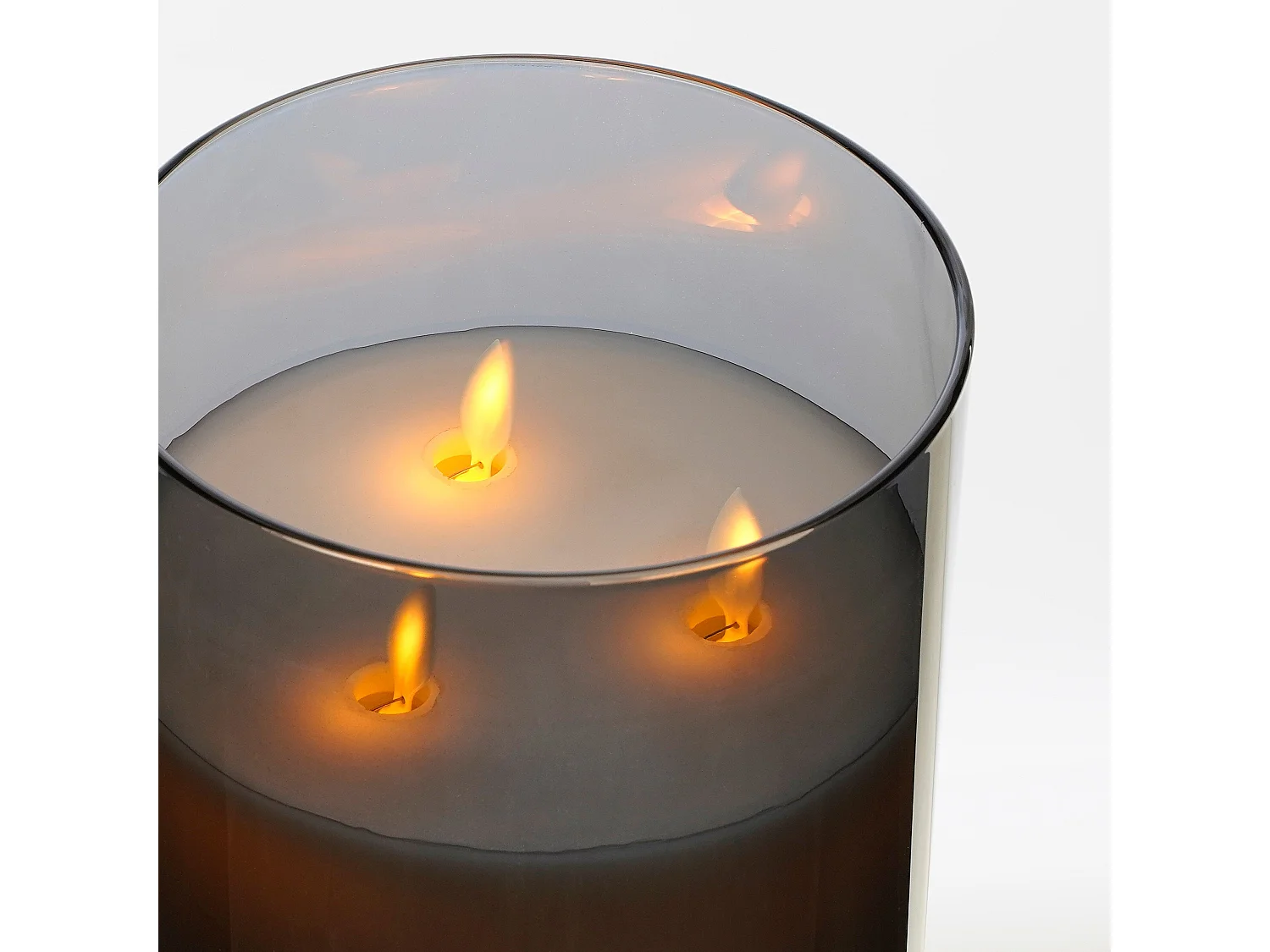 LED kaars van glas en wax - 20 x 15 - Grijs -