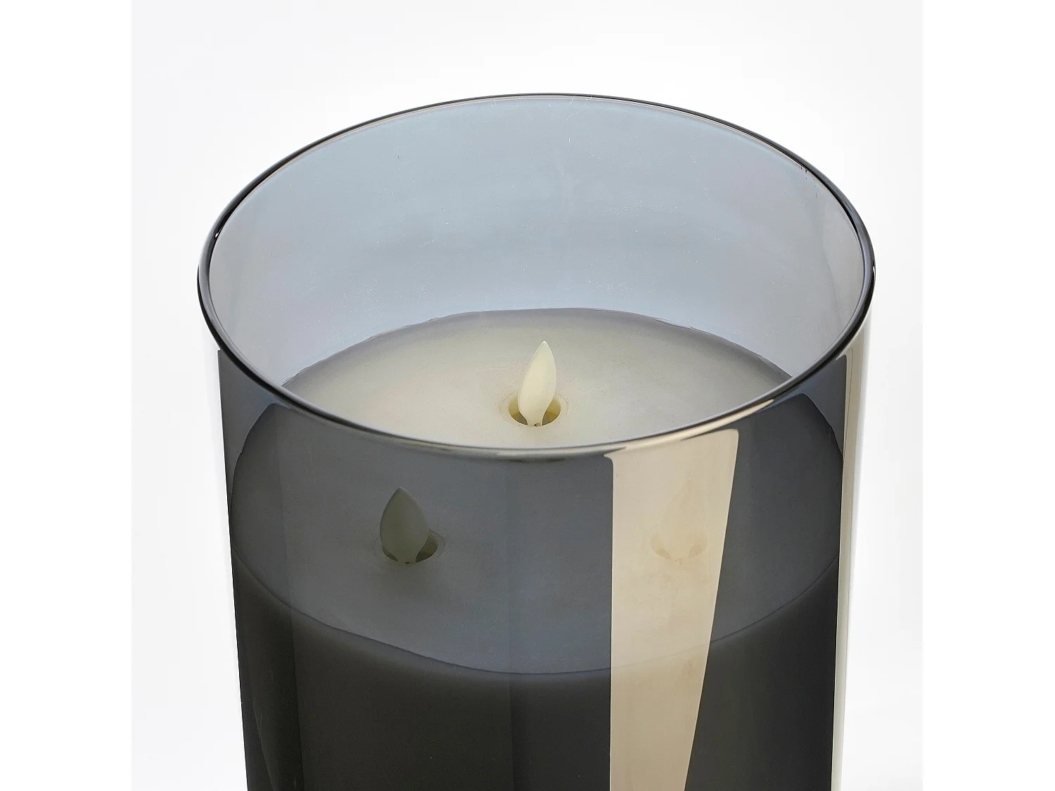 LED kaars van glas en wax - 20 x 15 - Grijs -