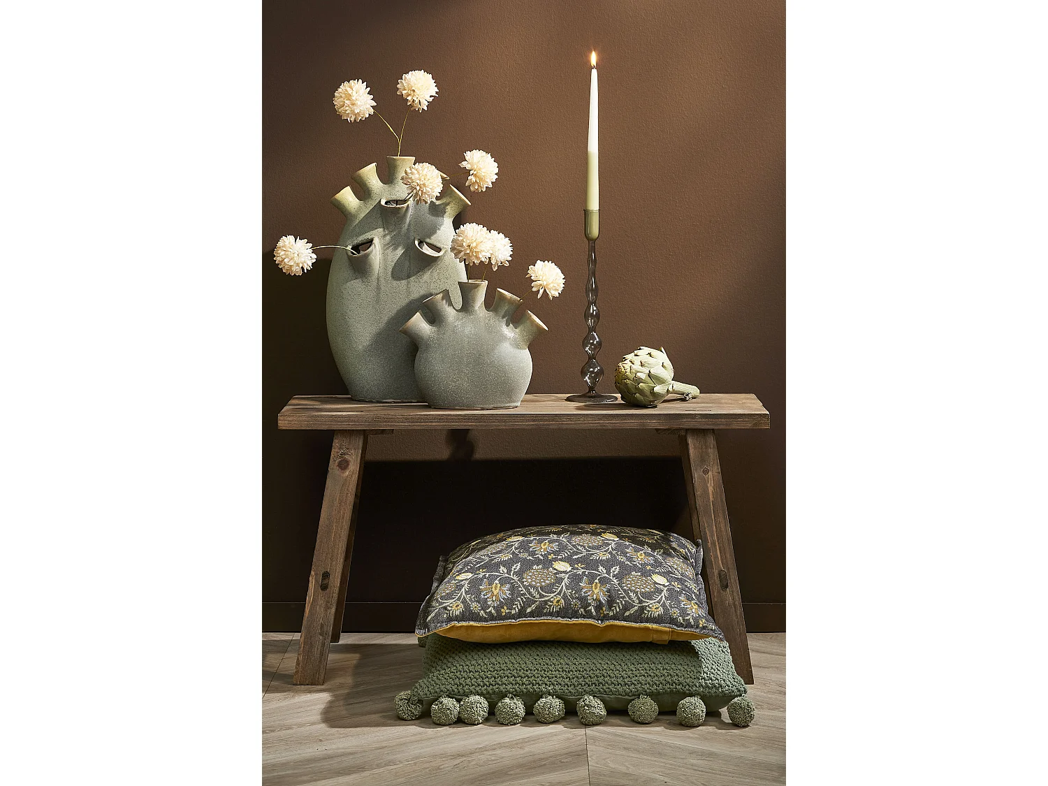 Candelabro de Vidrio - 33 x Ø9 - Gris oscuro - TRENT