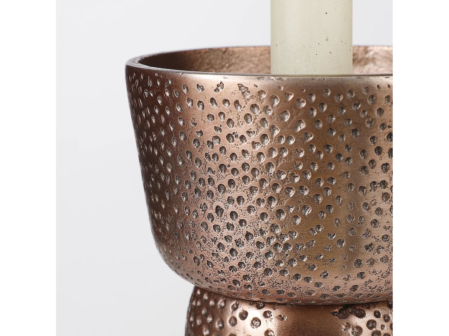 Kandelaar van aluminium - ⌀10,5 x 21,5 - Koper, antiek - DAKAR