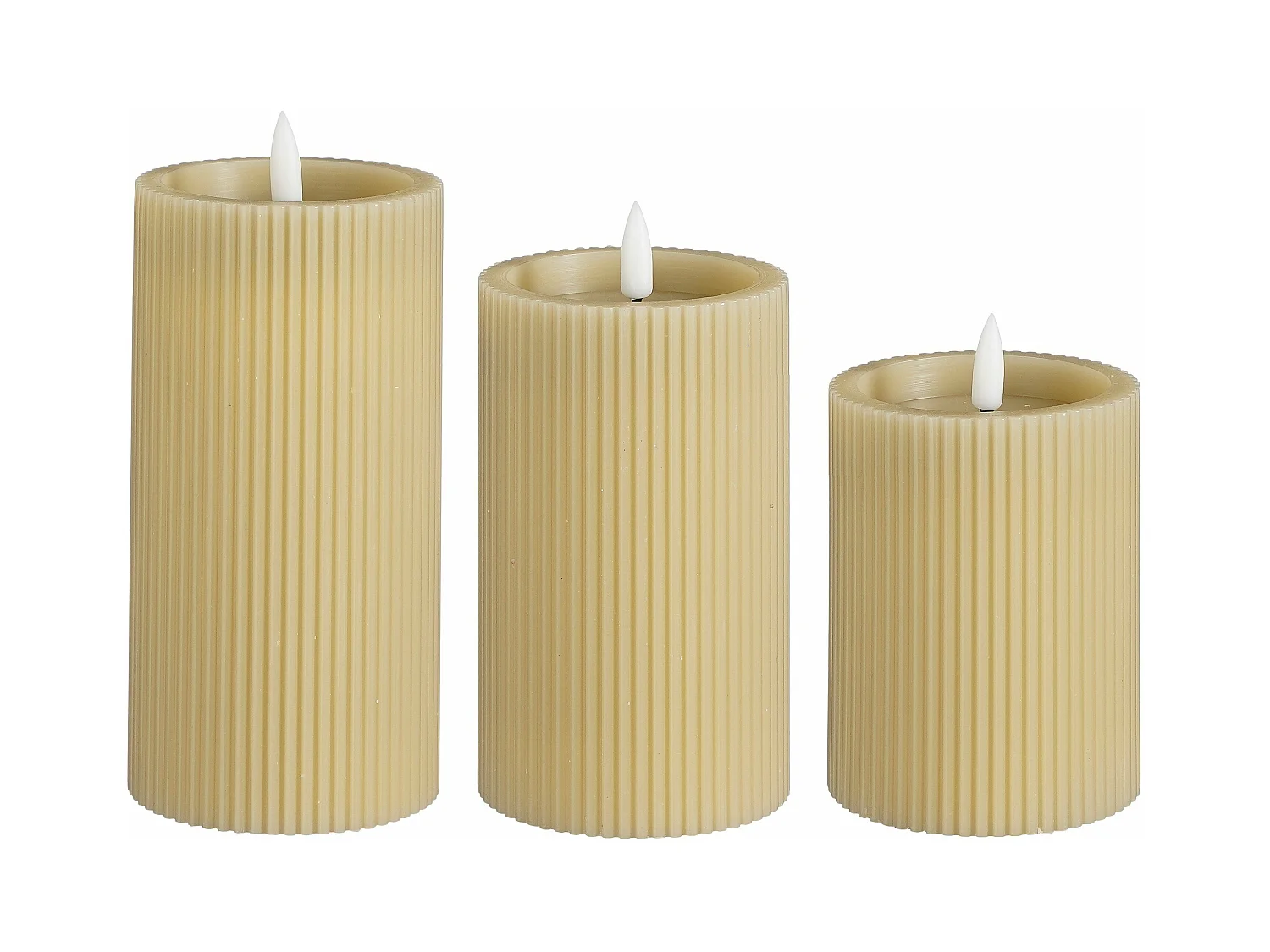 LED Kerze aus Paraffinwachs und PS - 15 x 7.5 - Taupe -