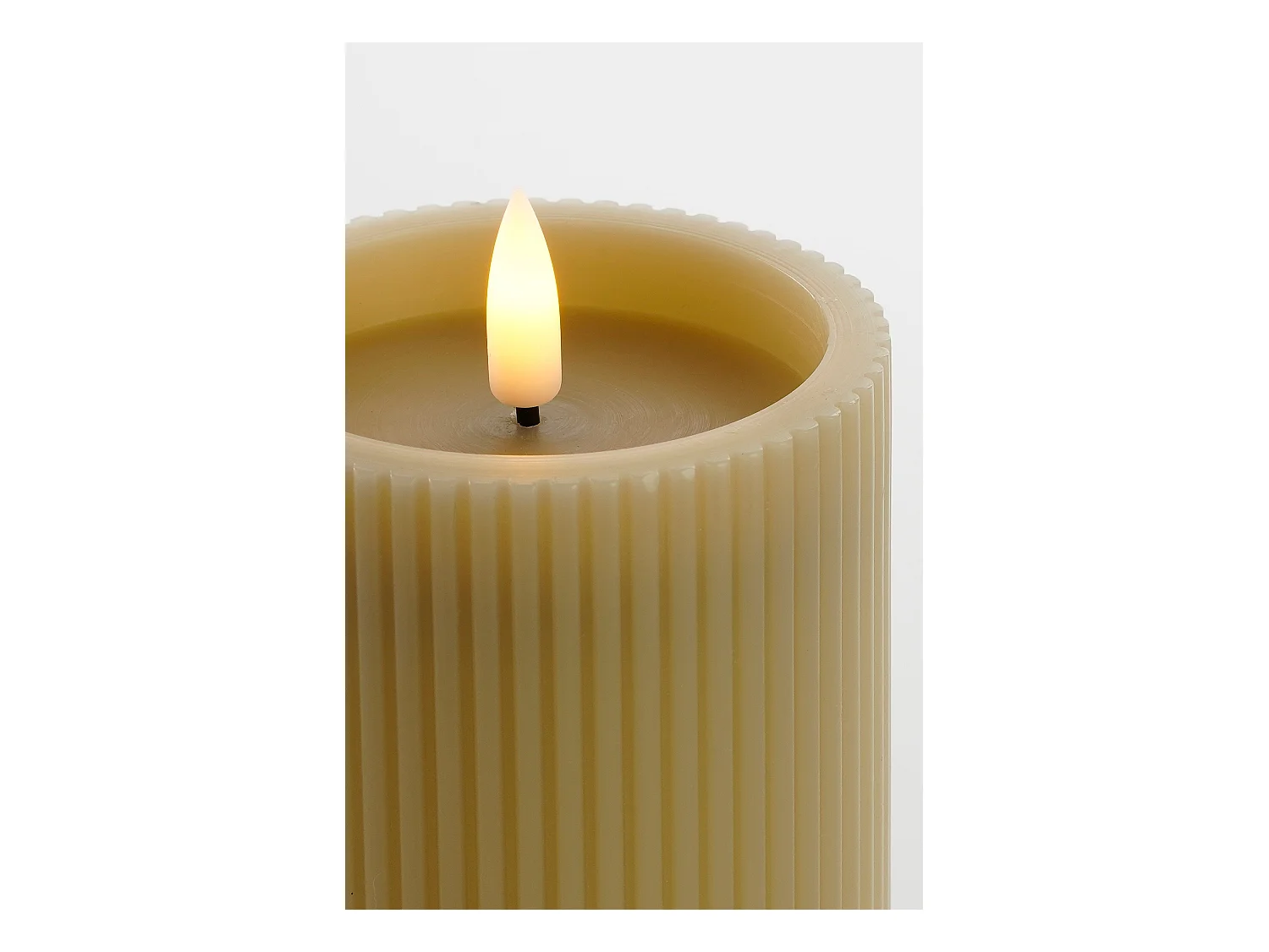 LED Kerze aus Paraffinwachs und PS - 15 x 7.5 - Taupe -