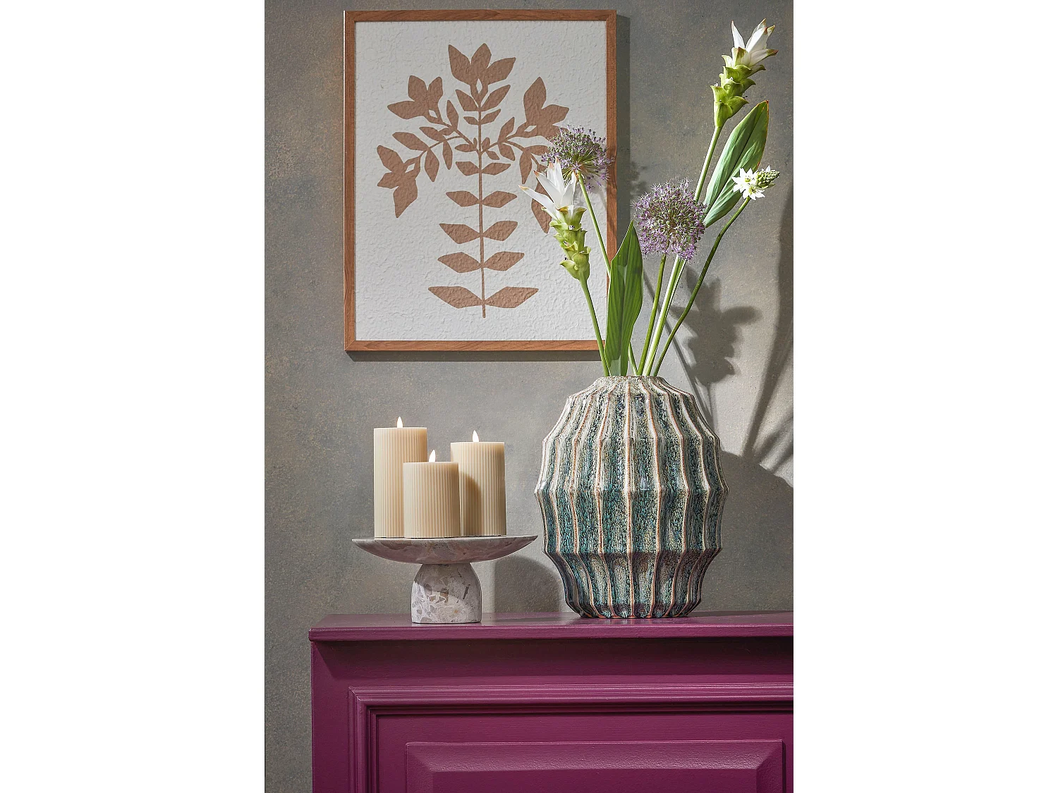 Bougie LED en paraffine et ps - 15 x 7.5 - Taupe -