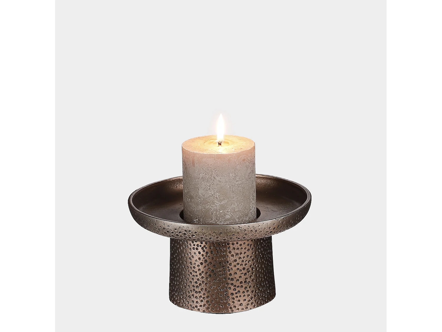 Kerzenhalter aus Aluminium - ⌀17 x 10 - Kupfer, Antik - DAKOTA