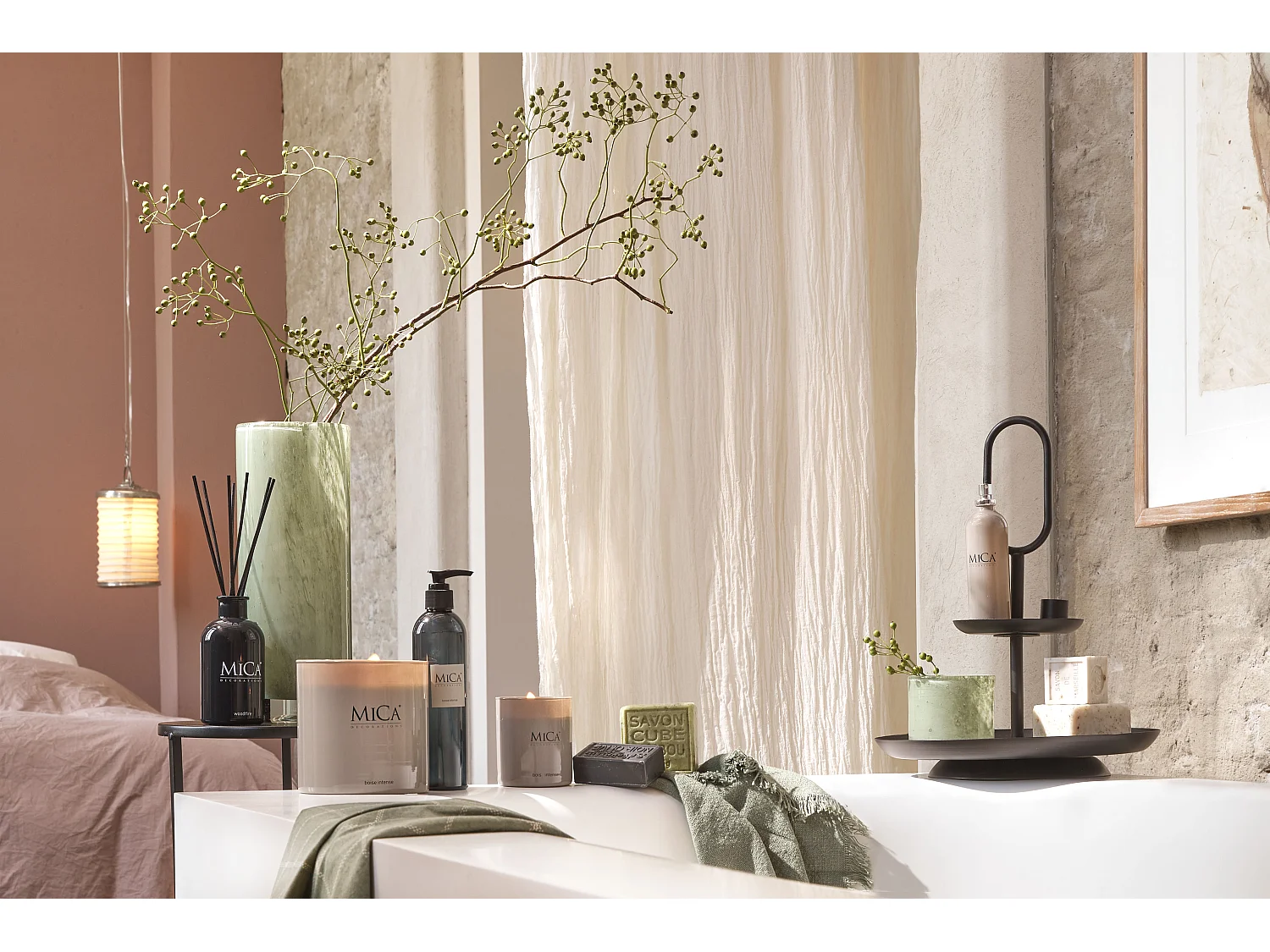 Bougie parfumee en cire - Ø7,5 x 8,5 - Taupe -