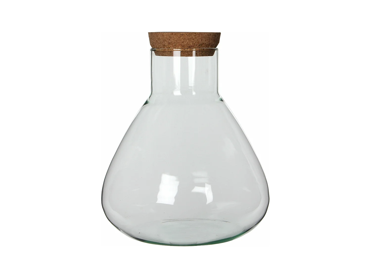 Opbergpot van gerecycled glas en kurk - Ø29,5 x 32 - Transparant - EMILY