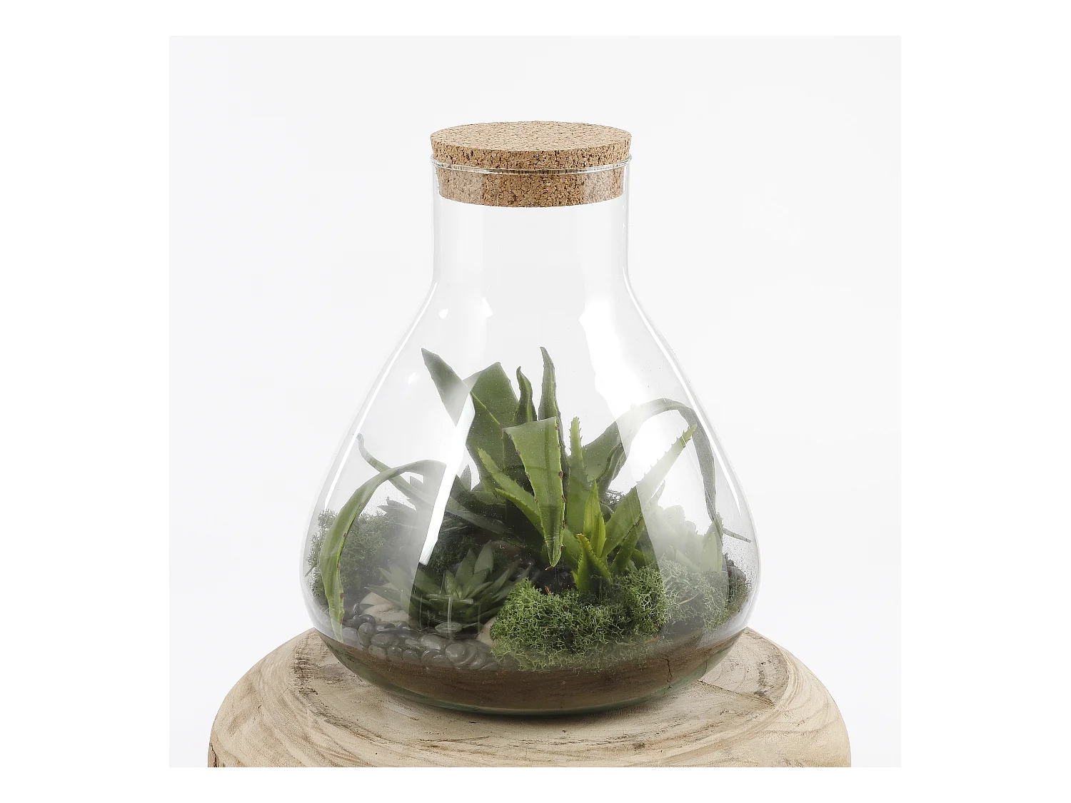 Opbergpot van gerecycled glas en kurk - Ø29,5 x 32 - Transparant - EMILY