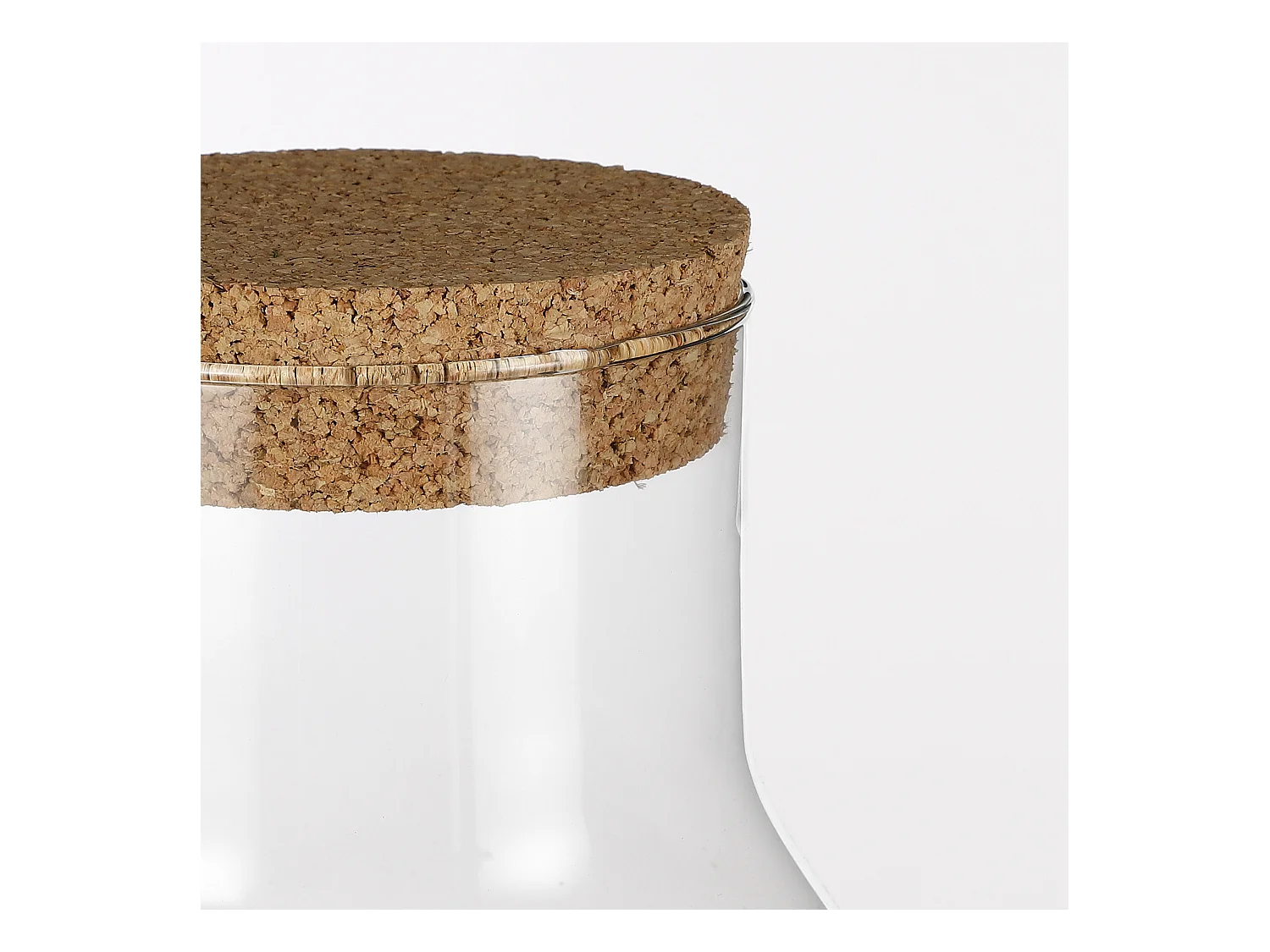 Opbergpot van gerecycled glas en kurk - Ø29,5 x 32 - Transparant - EMILY