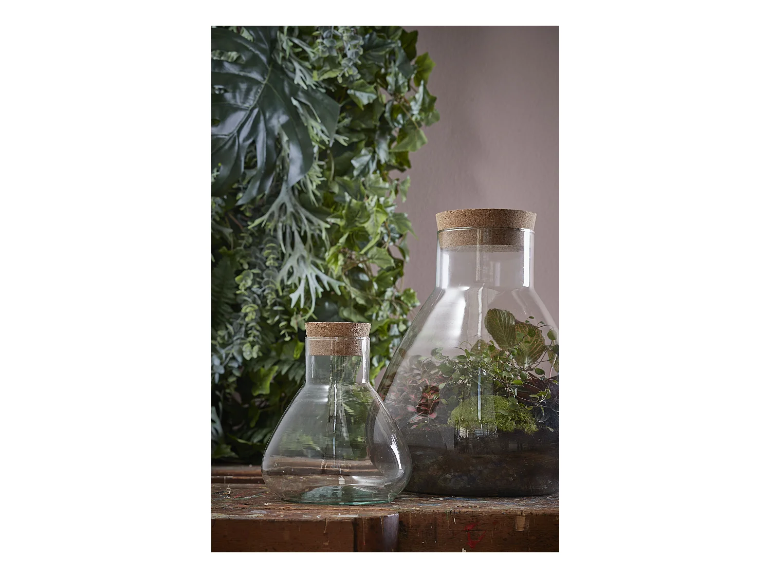 Opbergpot van gerecycled glas en kurk - Ø29,5 x 32 - Transparant - EMILY