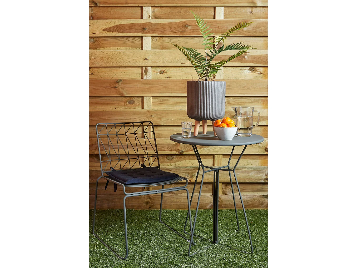 Galette de chaise exterieur en coton - 40 x 40 - Bleu foncé - TIVOLI