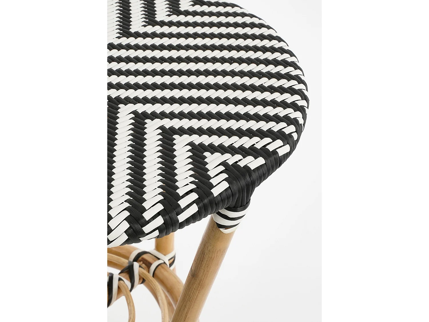 Table de bistrot de jardin en rotin et synthétique - 66 x Ø50 - Noir, blanc - MANDOX