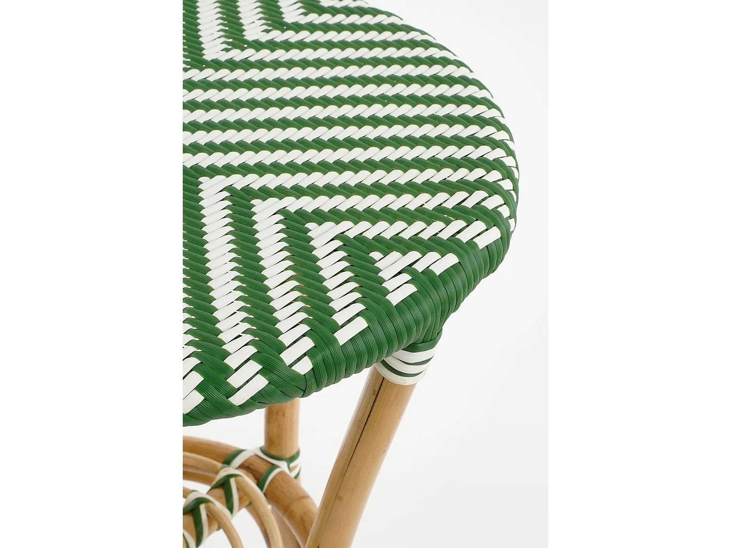 Table de bistrot de jardin en rotin et synthétique - 66 x Ø50 - Vert foncé, blanc - MANDOX