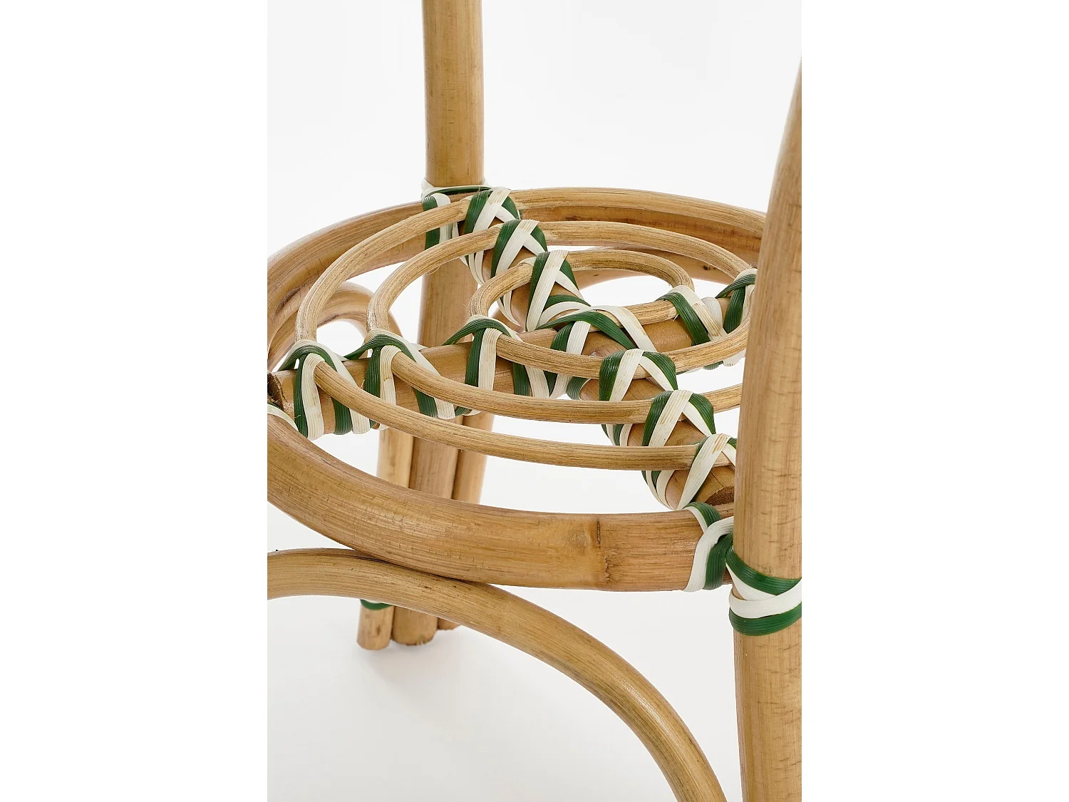 Table de bistrot de jardin en rotin et synthétique - 66 x Ø50 - Vert foncé, blanc - MANDOX