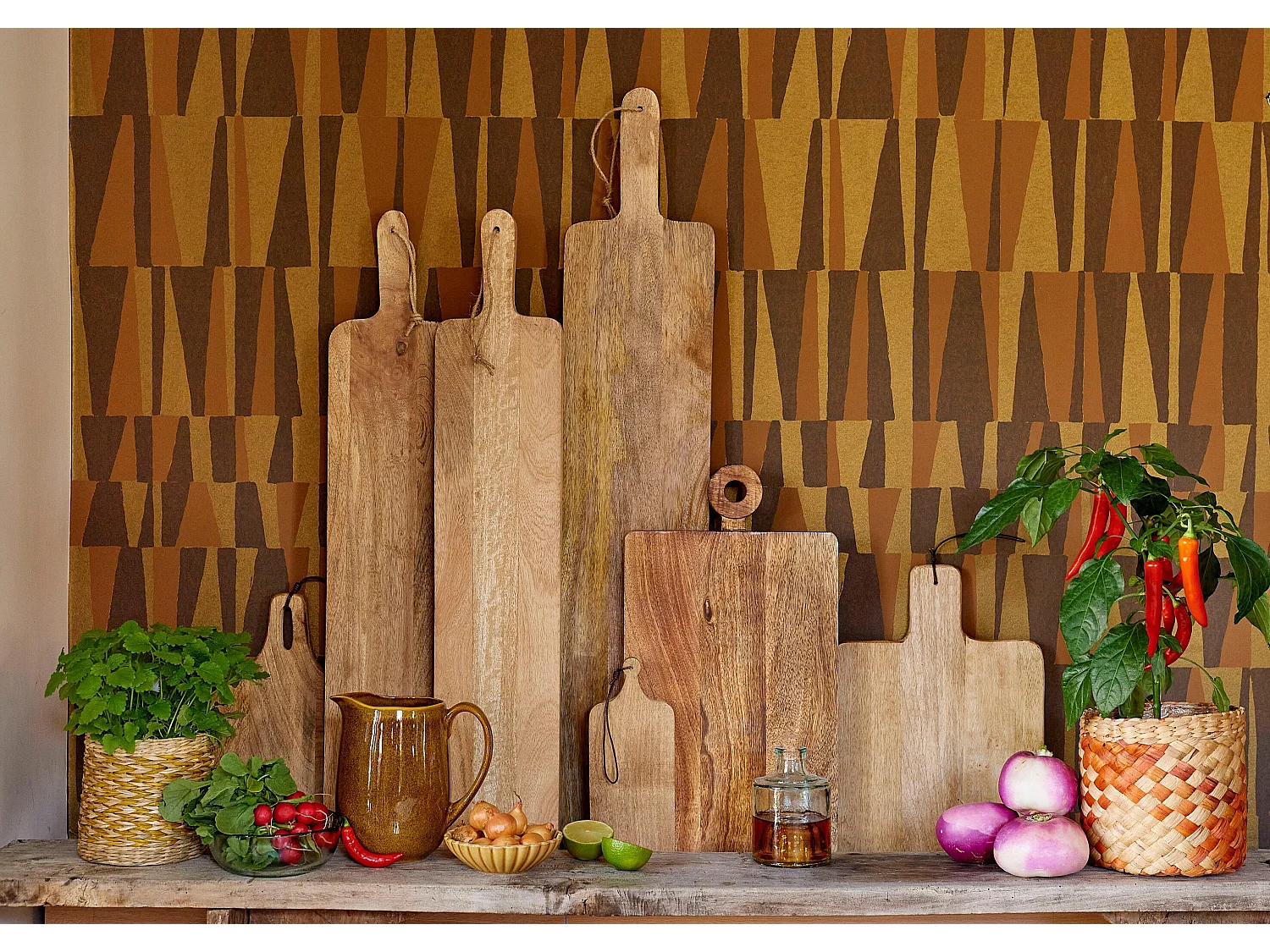 Snijplank van mangohout - 76 x 15 x 1.5 - Bruin - CAPRI