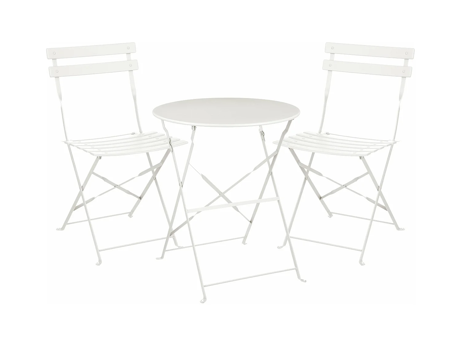Ensemble de bistrots de jardin en métal - 71 x Ø60 / 41 x 49,5 x 84 - Blanc - LAURENCE