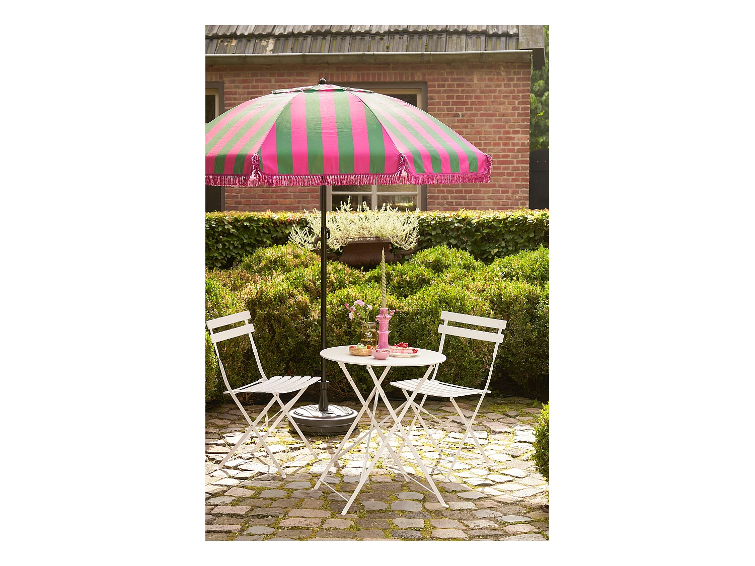 Ensemble de bistrots de jardin en métal - 71 x Ø60 / 41 x 49,5 x 84 - Blanc - LAURENCE
