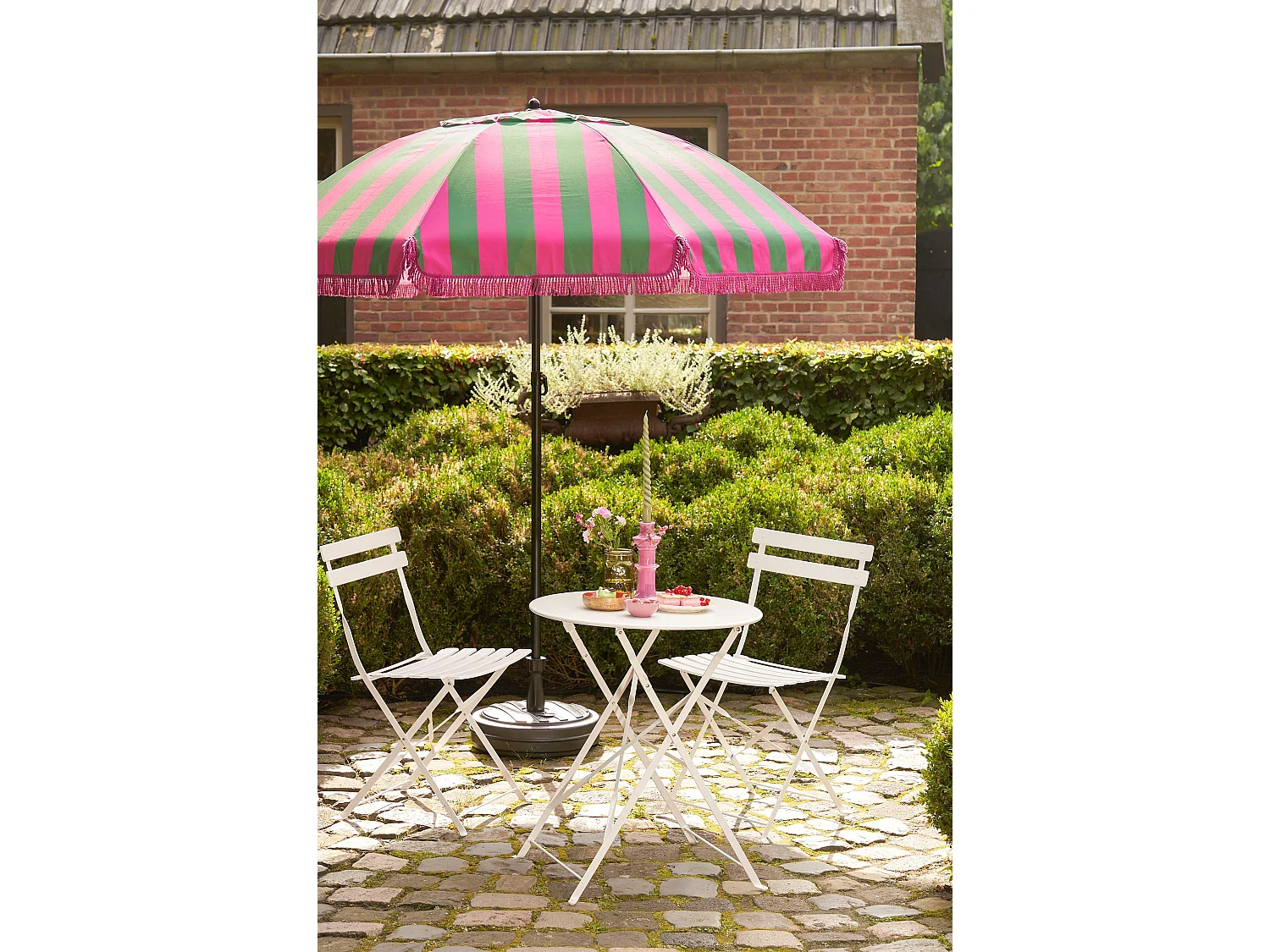 Ensemble de bistrots de jardin en métal - 71 x Ø60 / 41 x 49,5 x 84 - Blanc - LAURENCE