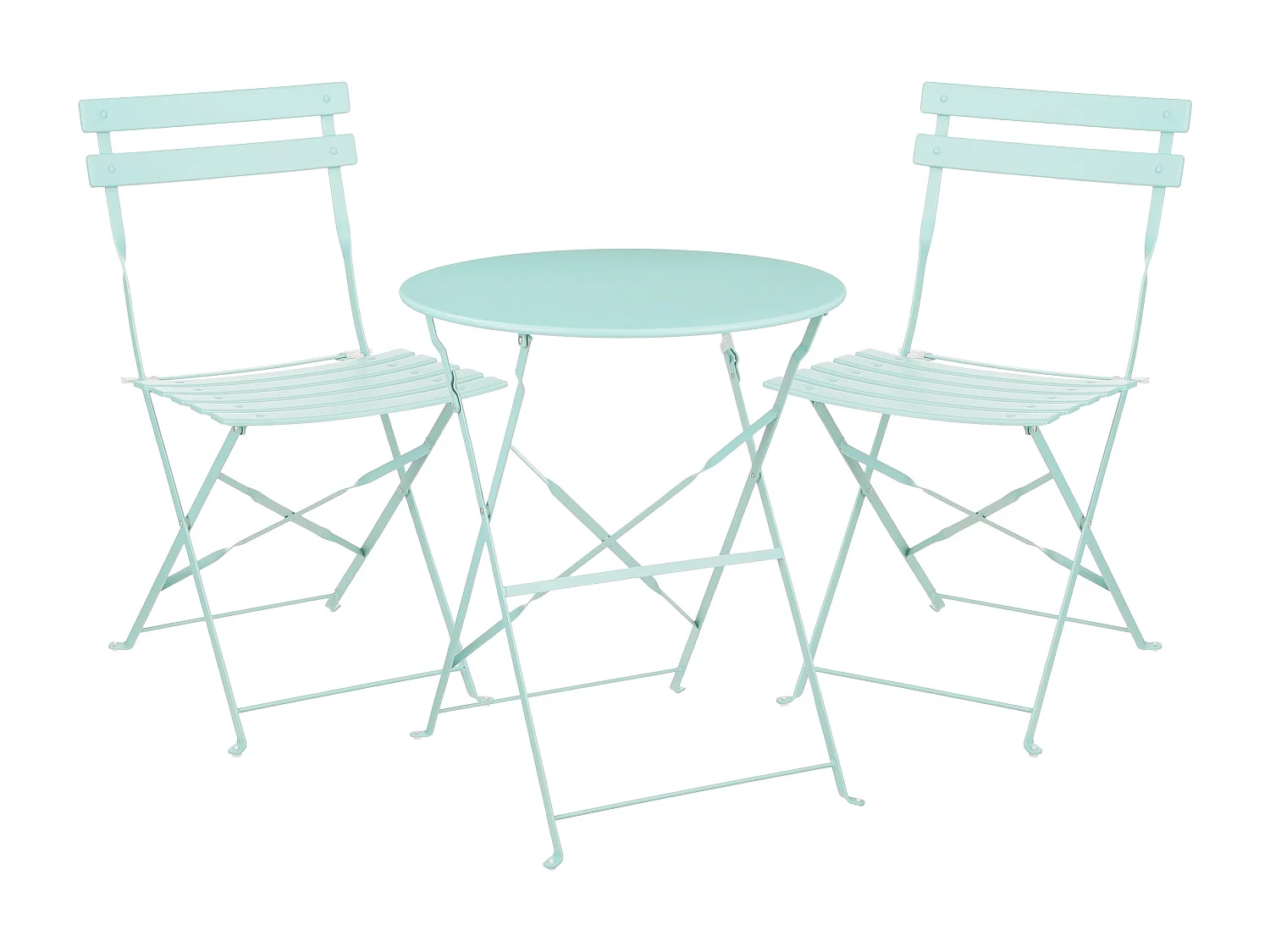 Tuin bistroset van metaal - 71 x Ø60 / 41 x 49,5 x 84 - Lichtgroen - LAURENCE