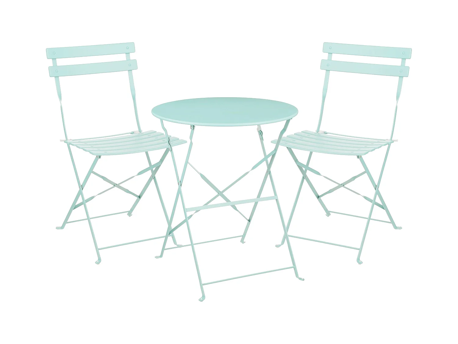 Ensemble de bistrots de jardin en métal - 71 x Ø60 / 41 x 49,5 x 84 - Vert clair - LAURENCE