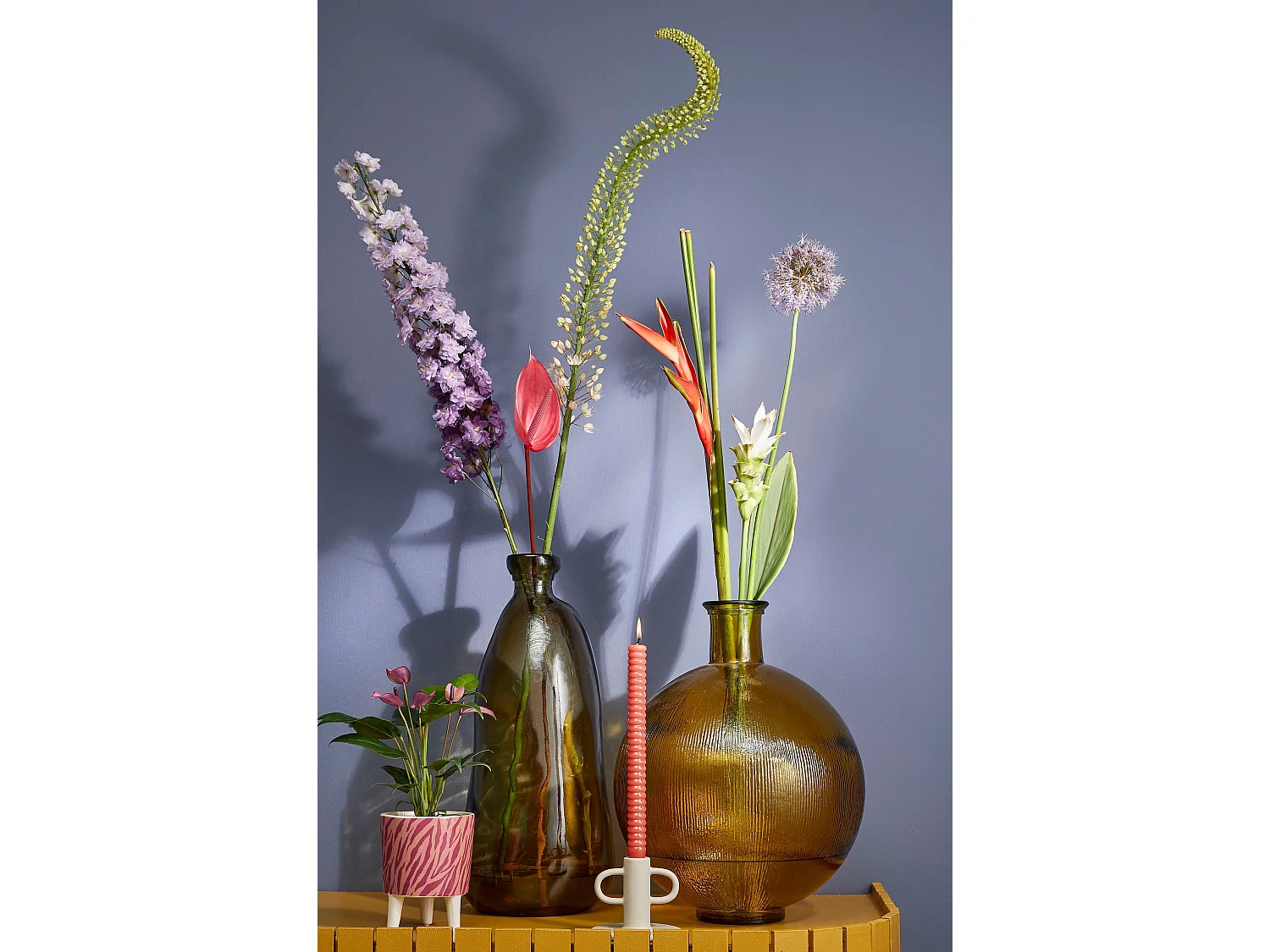 Bouteille décorative en verre recyclé - 51 x 22 - Taupe - PINTO