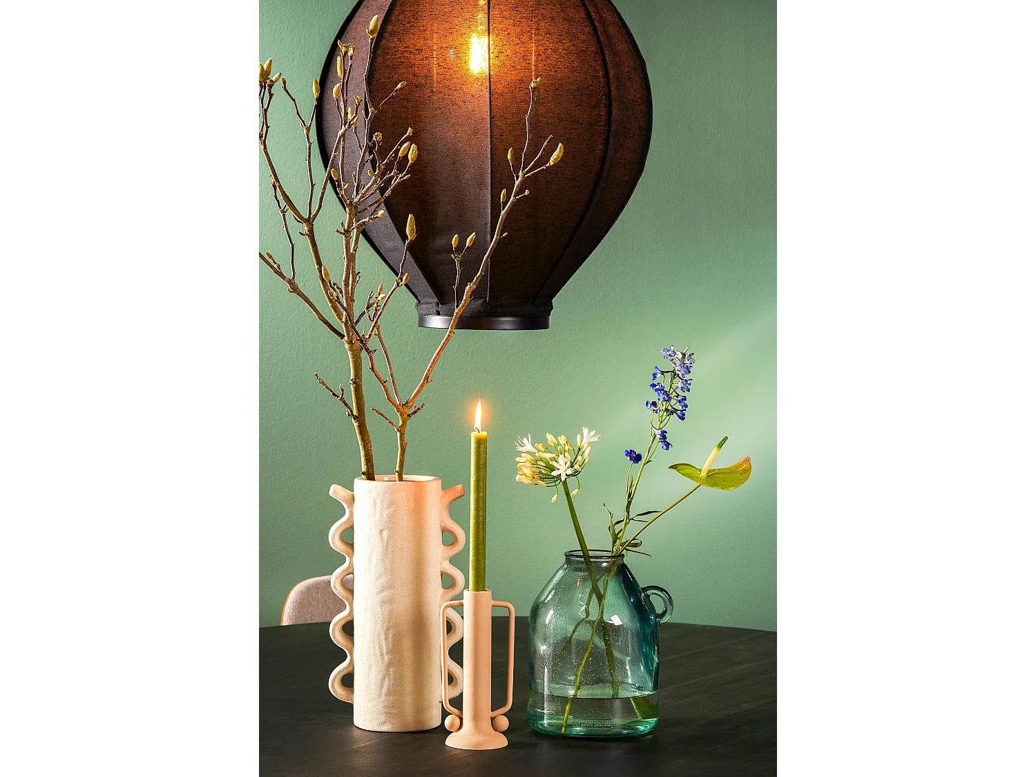 Decoratieve fles van gerecycled glas - Ø21 x 25.5 - Lichtblauw - SITIA