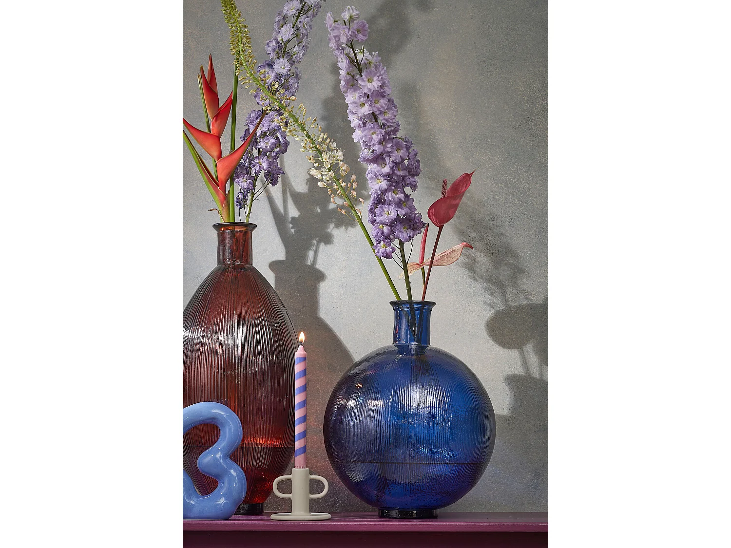 Botella decorativa de Vidrio reciclado - 42 x 34 - Azul oscuro - FIRENZA