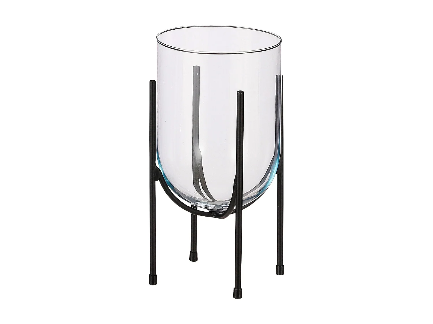 Vaas van glas en metaal - Ø17 x 31 - Zwart - JAMEY