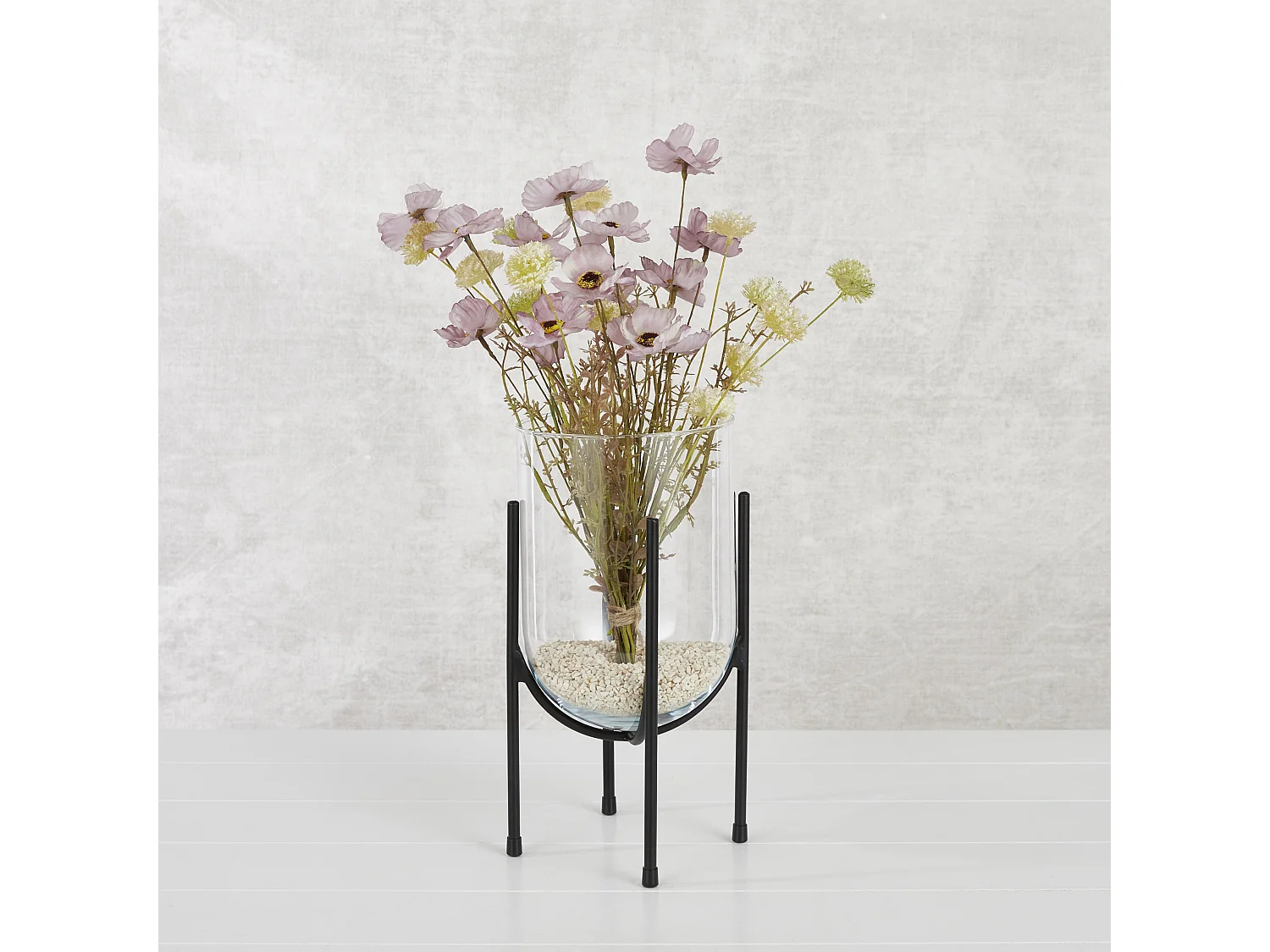 Vaas van glas en metaal - Ø17 x 31 - Zwart - JAMEY