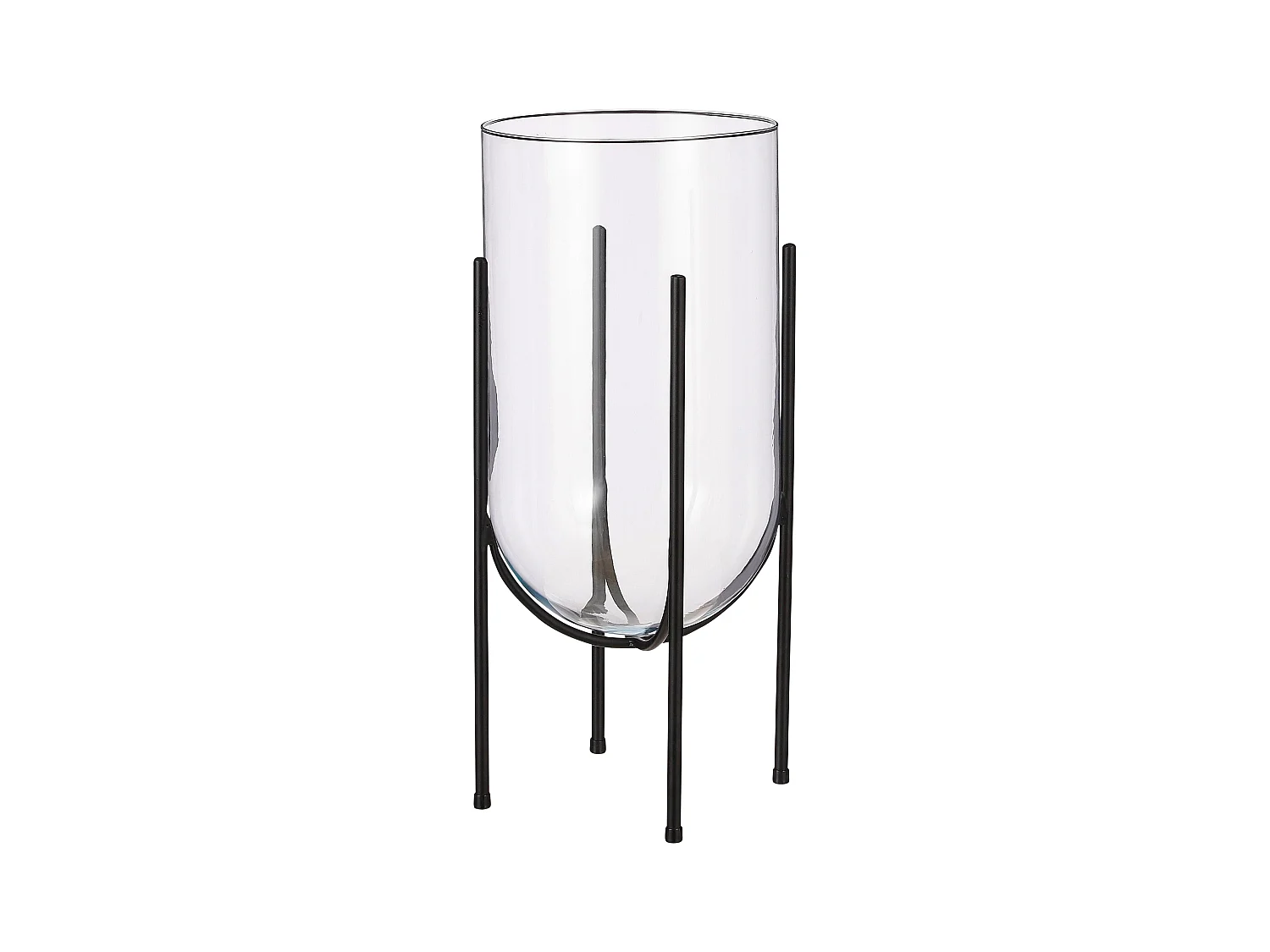 Vaas van glas en metaal - Ø23,5 x 49,5 - Zwart - JAMEY