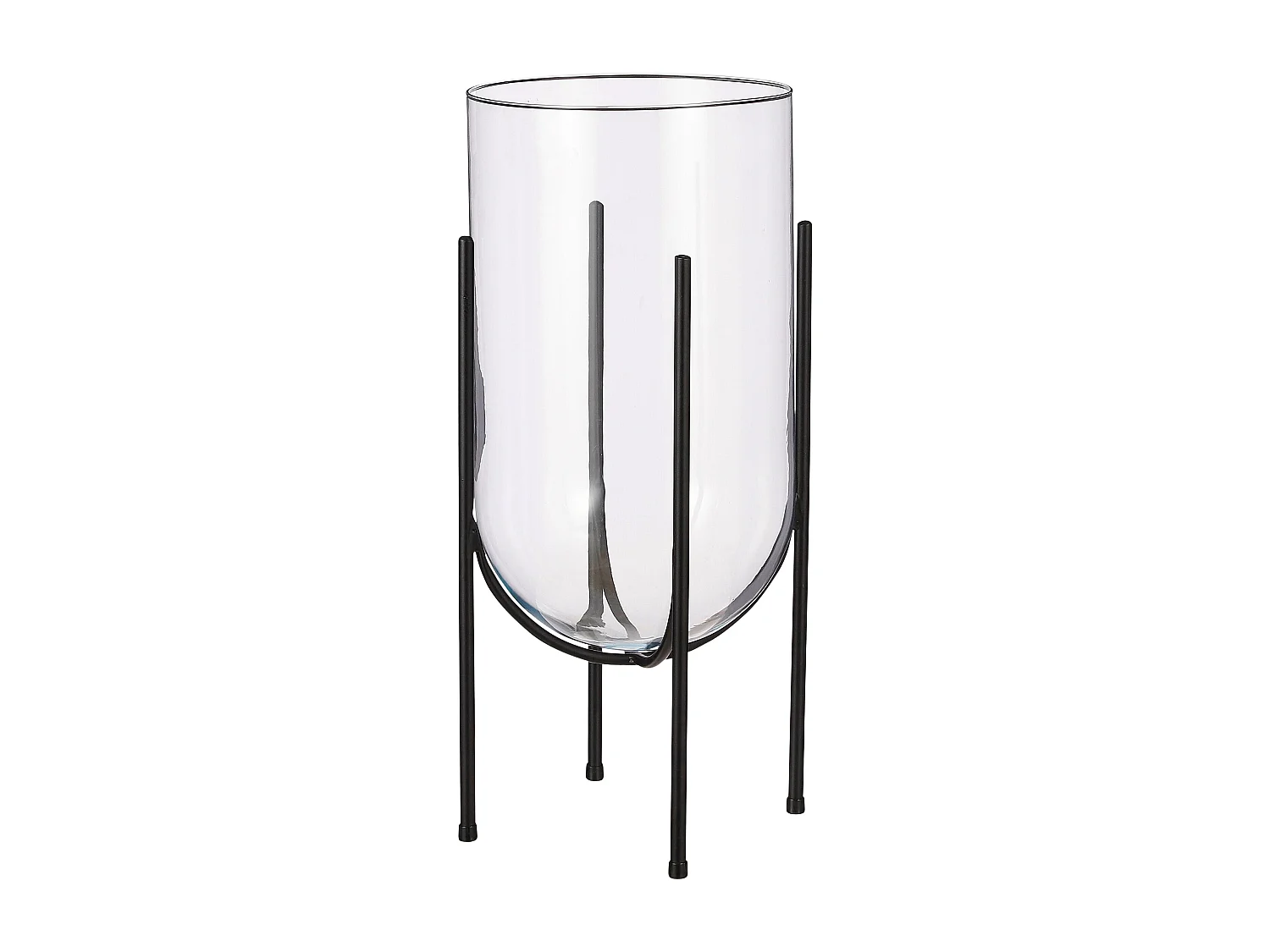 Vase en verre et métal - Ø23,5 x 49,5 - Noir - JAMEY