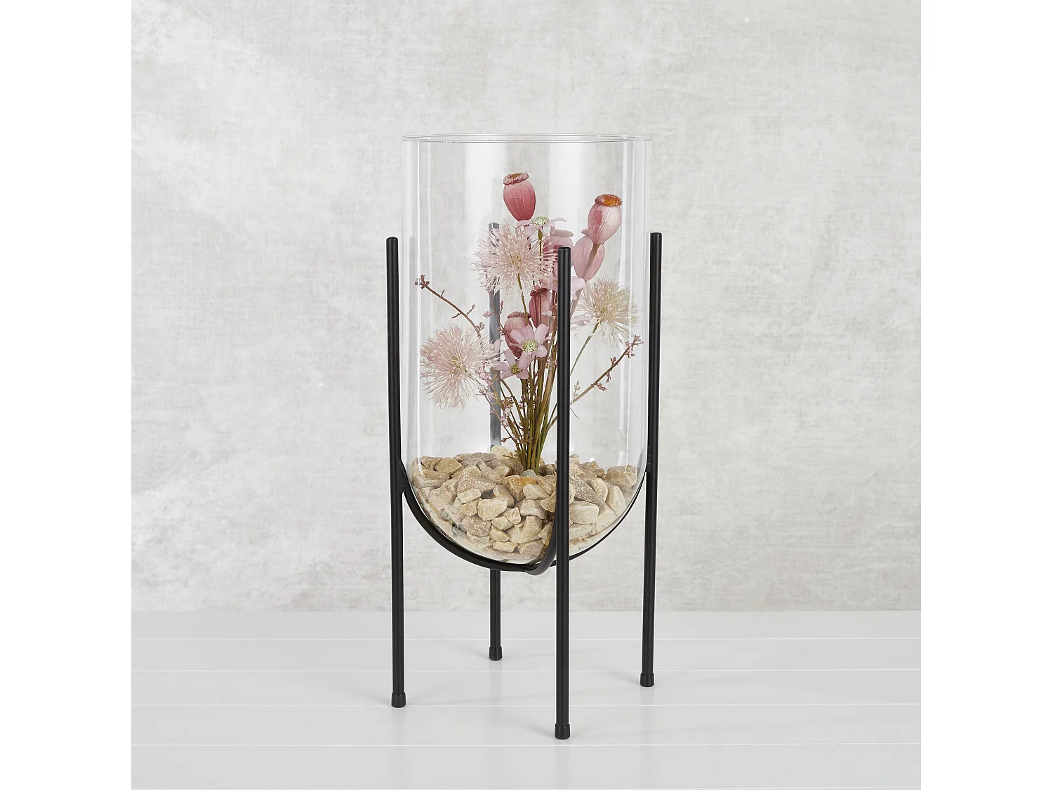 Vase en verre et métal - Ø23,5 x 49,5 - Noir - JAMEY