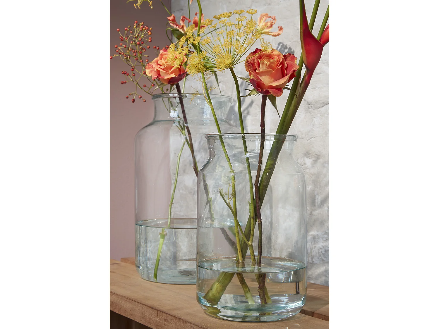 Jarrón de Vidrio reciclado - Ø18 x 30 - Transparente - VIENNE