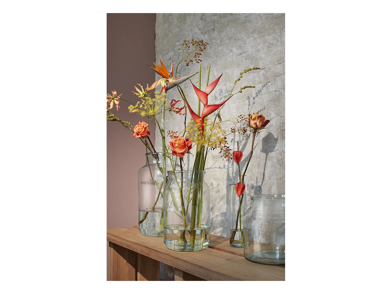 Jarrón de Vidrio reciclado - Ø18 x 30 - Transparente - VIENNE